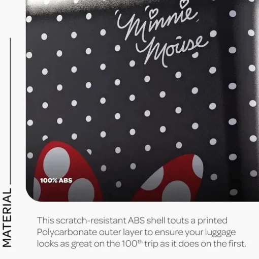 Samsonite - American Tourister Disney Hardside Bagagem com rodas giratórias, preta, vermelha, branca, Minnie Mouse, 21 polegadas
