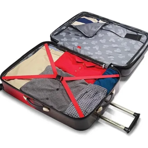 Samsonite - Bagagem Hardside Disney com rodas giratórias, calças pretas/vermelhas/Mickey Mouse