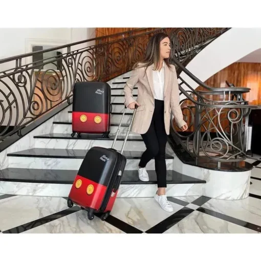 Samsonite - Bagagem Hardside Disney com rodas giratórias, calças pretas/vermelhas/Mickey Mouse