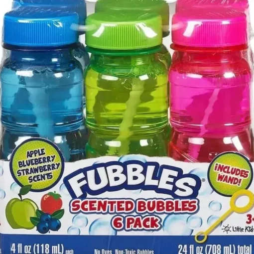 Sandy Ruben - Bolhas perfumadas de 4 onças para crianças pequenas com varinha, pacote de 6