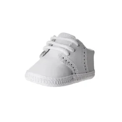 Sapato de berço de veado bebê sela de couro Oxford, branco