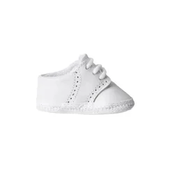 Sapato de berço de veado bebê sela de couro Oxford, branco