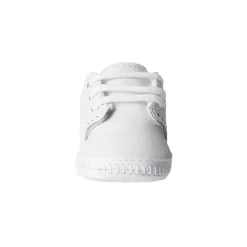 Sapato de berço de veado bebê sela de couro Oxford, branco
