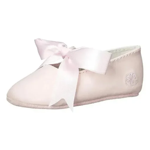 Sapatos de berço Ralph Lauren bebê - meninas Briley de couro com detalhe de laço, rosa