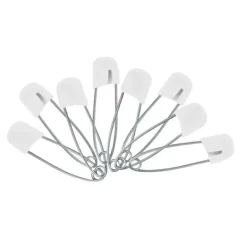 Sassy - 8 unidades de alfinetes para fraldas, branco
