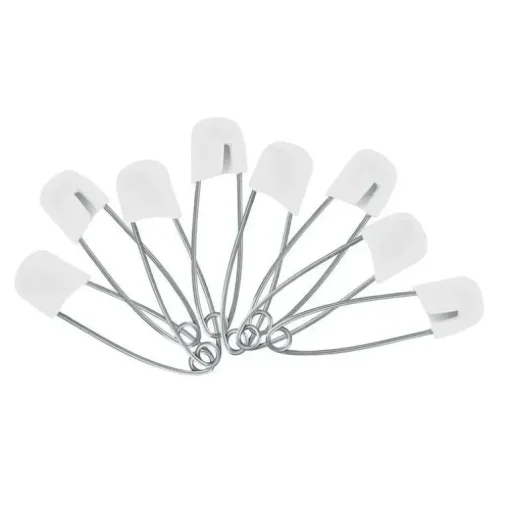 Sassy - 8 unidades de alfinetes para fraldas, branco