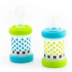 Sassy - Enfermeira de comida para bebê, conjunto de 2 ou mais meses, bico e colher 100% silicone sem BPA