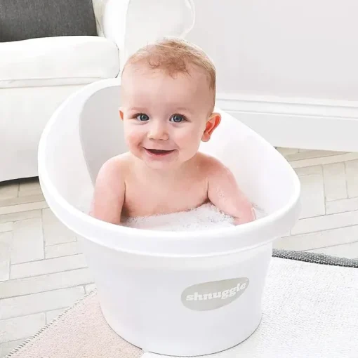 Shnuggle - Newborn Baby Bath With Plug, White