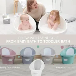 Shnuggle - Newborn Baby Bath With Plug, Pebble Grey