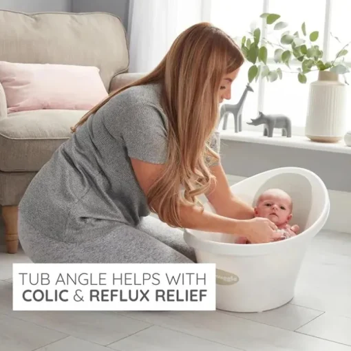 Shnuggle - Newborn Baby Bath With Plug, Pebble Grey