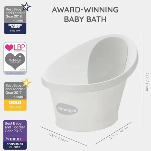Shnuggle - Newborn Baby Bath With Plug, Pebble Grey