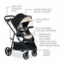 Sistema de viagem Britax Willow Brook S + com base anti-rebote alpina - Sand Onyx