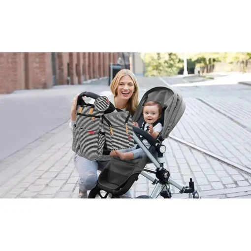 Skip Hop - Bolsa dupla para garrafa Grab &amp; Go, listra preta/branca