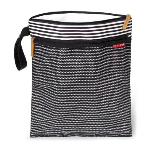 Skip Hop - Bolsa Grab &amp; Go Wet/Dry, listra preta e branca