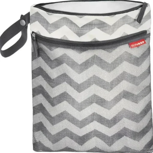 Skip Hop - Bolsa Molhada/Seca para Pegar e Levar, Listras Brancas/Cinzas (Chevron)