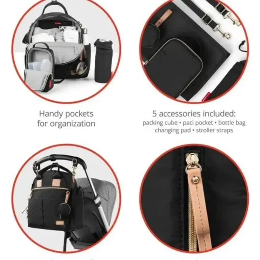 Skip Hop - Conjunto de mochila e bolsa para fraldas Suite, preto