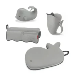 Skip Hop - Conjunto essencial de banho para bebê Moby, cinza 4 unidades