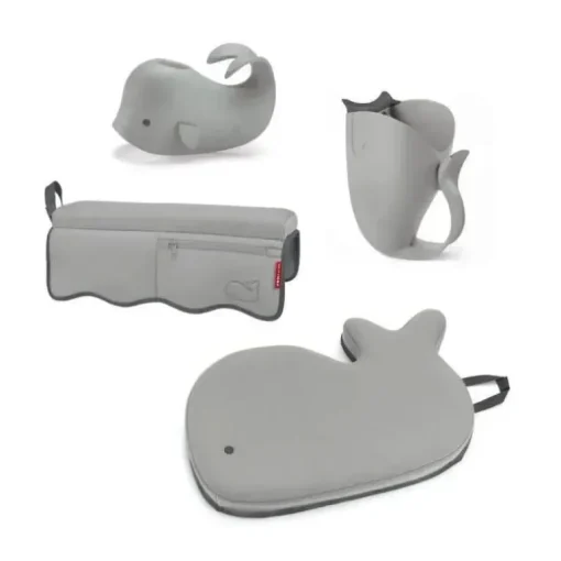 Skip Hop - Conjunto essencial de banho para bebê Moby, cinza 4 unidades