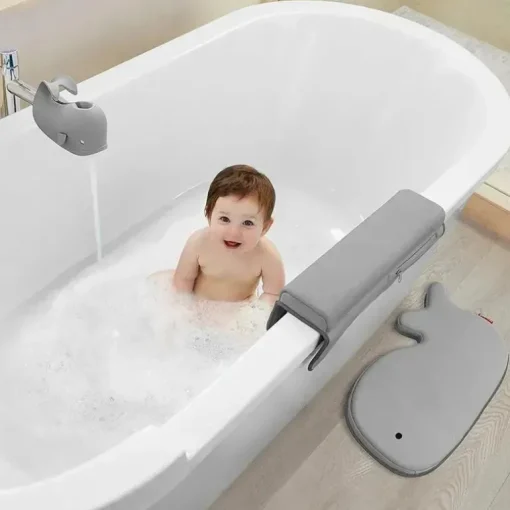 Skip Hop - Conjunto essencial de banho para bebê Moby, cinza 4 unidades