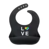 Sobre designs de rosto babador de bebê de silicone macio arco-íris amor, preto