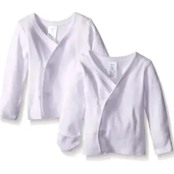 Spasilk - 2 pacotes de camiseta de pressão lateral longa branca