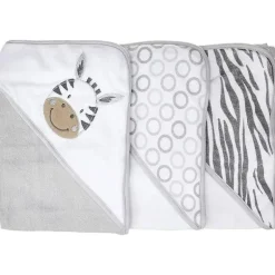 Spasilk - Conjunto de 3 toalhas com capuz, cinza zebra