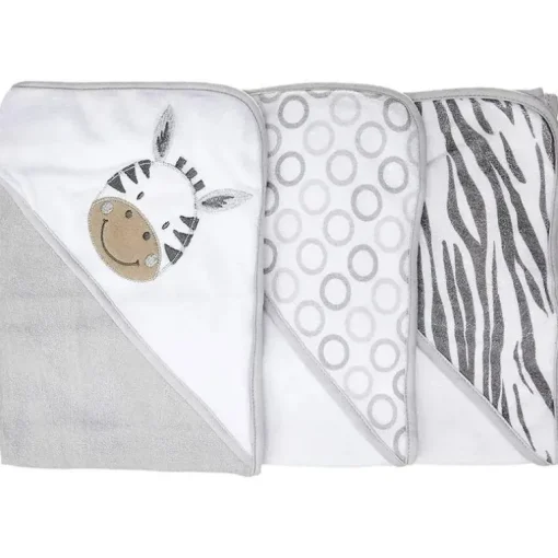 Spasilk - Conjunto de 3 toalhas com capuz, cinza zebra