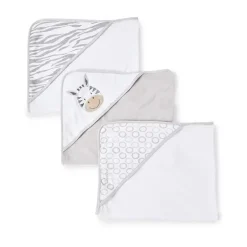 Spasilk - Conjunto de 3 toalhas com capuz, cinza zebra