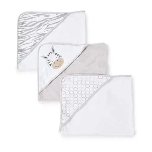 Spasilk - Conjunto de 3 toalhas com capuz, cinza zebra