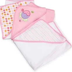 Spasilk - conjunto de toalhas com capuz felpudo 3 unidades, peixe rosa