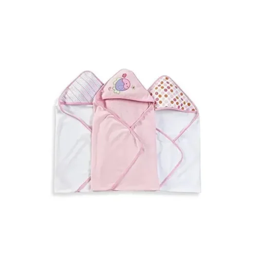 Spasilk - conjunto de toalhas com capuz felpudo 3 unidades, peixe rosa