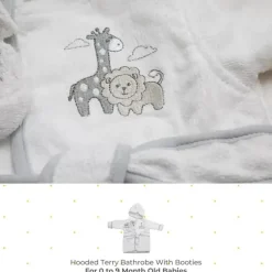 Spasilk - Roupão felpudo 100% algodão com capuz e botinhas para bebê, tamanho único, leão branco