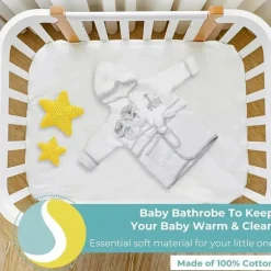Spasilk - Roupão felpudo 100% algodão com capuz e botinhas para bebê, tamanho único, leão branco