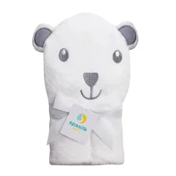 Spasilk - Urso Toalha Animal com Capuz, Branco