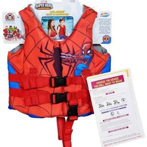Spin Master - Colete salva-vidas SwimWays Marvel Swim Trainer, para crianças de 33 a 55 libras, Spidey