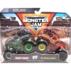 Spin Master - Monster Jam, Monster Trucks fundidos, 2 pacotes Série 24, Grave Digger vs El Toro Loco, maiores de 3 anos