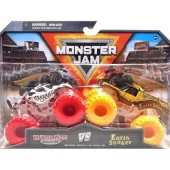 Spin Master - Monster Jam Die-Cast Monster Trucks, 2 Pack Série 24, Monster Mutt vs Earth Shaker, maiores de 3 anos