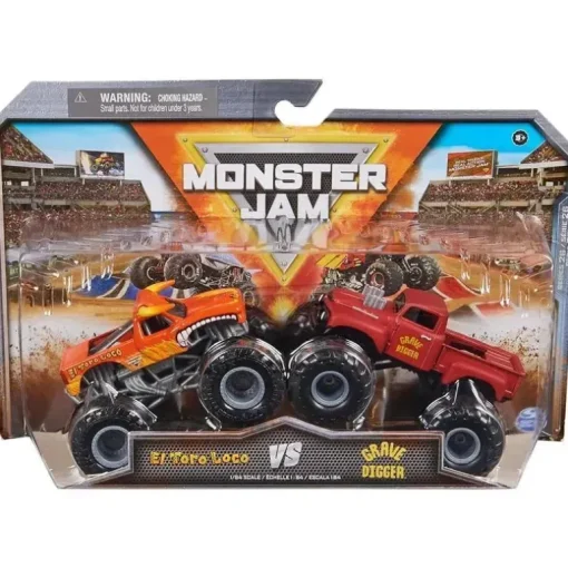 Spin Master - Monster Jam, oficial El Toro Loco vs. Caminhões monstro fundidos sob pressão Grave Digger, maiores de 3 anos
