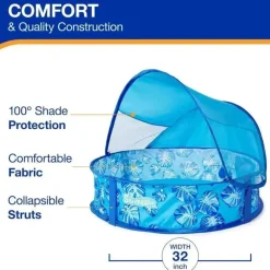 Spin Master - Piscina pop-up Swimways Elite com cobertura e maleta de transporte, para idades de 9 a 24 meses, 32, azul