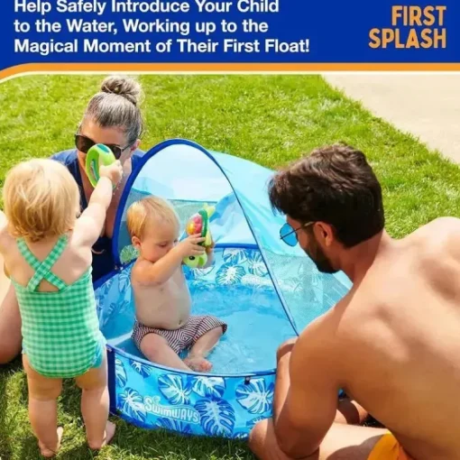 Spin Master - Piscina pop-up Swimways Elite com cobertura e maleta de transporte, para idades de 9 a 24 meses, 32, azul