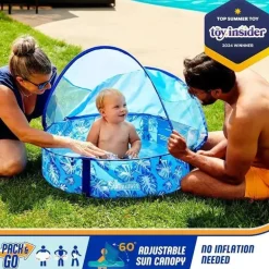 Spin Master - Piscina pop-up Swimways Elite com cobertura e maleta de transporte, para idades de 9 a 24 meses, 32, azul