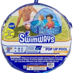 Spin Master - Piscina pop-up Swimways Elite com cobertura e maleta de transporte, para idades de 9 a 24 meses, 32, azul