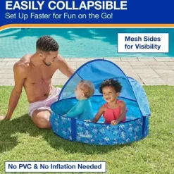 Spin Master - Piscina pop-up Swimways Elite com cobertura e maleta de transporte, para idades de 9 a 24 meses, 32, azul