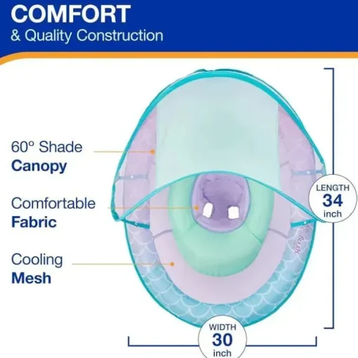 Spin Master - Swimways Baby Spring Pool Float, proteção UPF, crianças de 9 a 24 meses, sereia