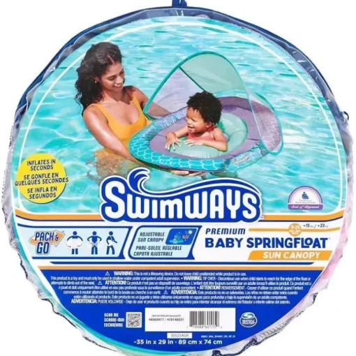 Spin Master - Swimways Baby Spring Pool Float, proteção UPF, crianças de 9 a 24 meses, sereia