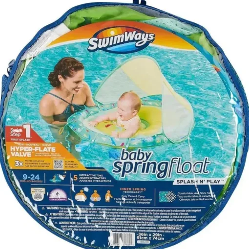 Spin Master - SwimWays Baby Spring Float Splash N Play, proteção UPF, crianças de 9 a 24 meses
