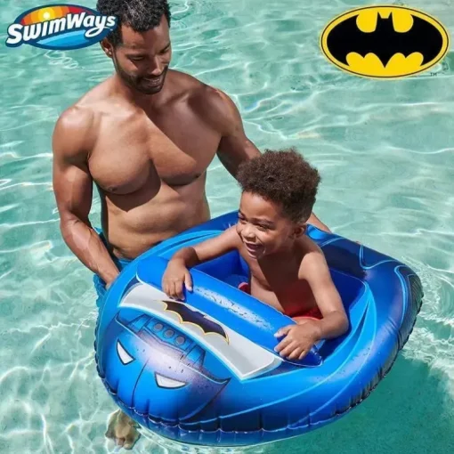 Spin Master - Swimways DC Batman Batmobile Veículo de barco aquático inflável, para crianças de 3 anos ou mais