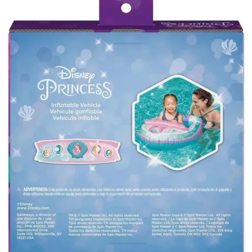 Spin Master - Swimways Disney Princess Ariel Veículo de barco aquático inflável para crianças de 3 anos ou mais
