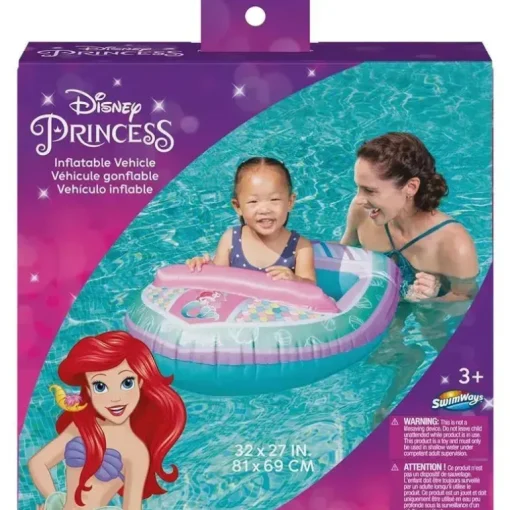 Spin Master - Swimways Disney Princess Ariel Veículo de barco aquático inflável para crianças de 3 anos ou mais