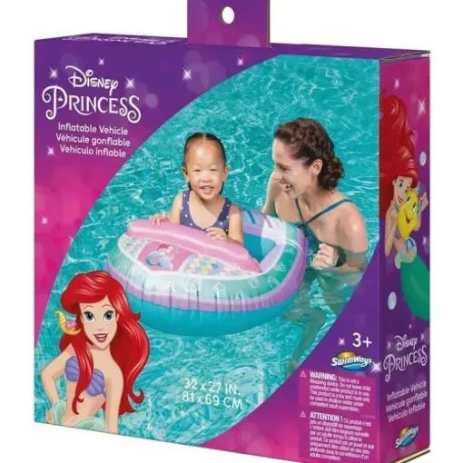 Spin Master - Swimways Disney Princess Ariel Veículo de barco aquático inflável para crianças de 3 anos ou mais